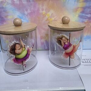 Set Adorable Chunksters Dancers Canisters with Wooden Lids